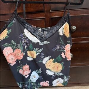 PrettyLittleThing Black Floral Cami Top